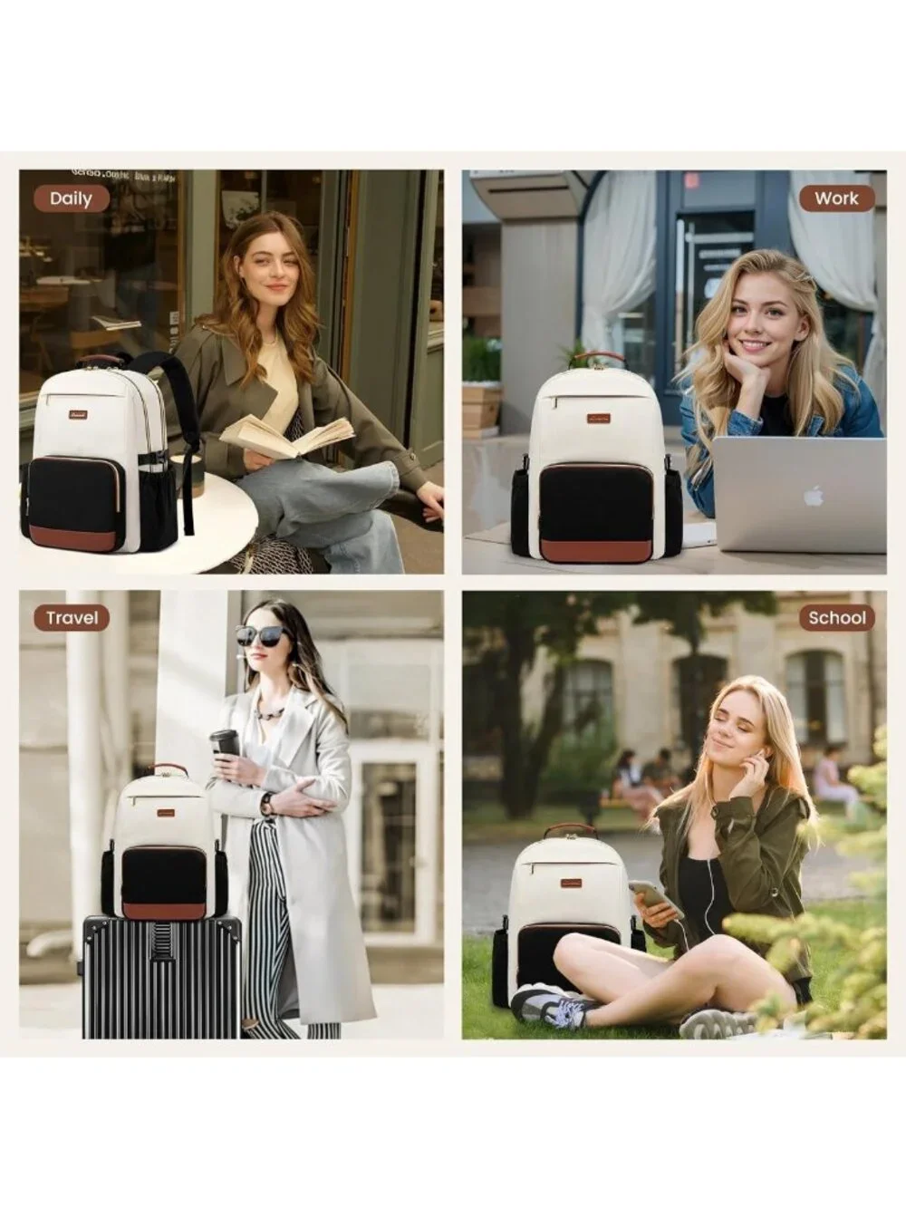 Stylish Waterproof Laptop Backpack for Women, 15.6